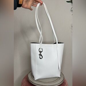 Rebecca Minkoff White Leather Tote Bag Medium Shoulder Bag Handbag